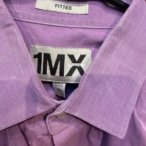 Express 1MX Men’s Fitted Purple Button-Down Shirt